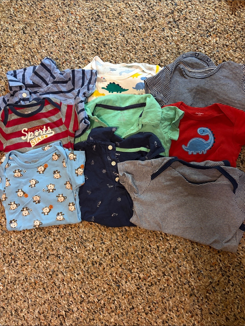 Mixed Baby Onesie Lot - Blue, Red, Green, Navy, Gray